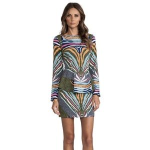 Mara Hoffman Peplum Mini Length Zebra Print Dress in Phoenix Black Sz 2